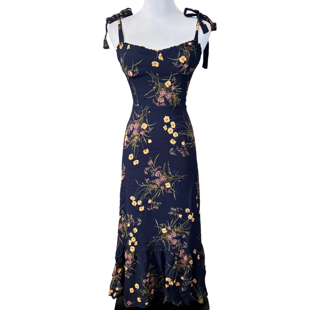 Reformation Nikita Midi Dress in Mademoiselle Navy Floral Size 4